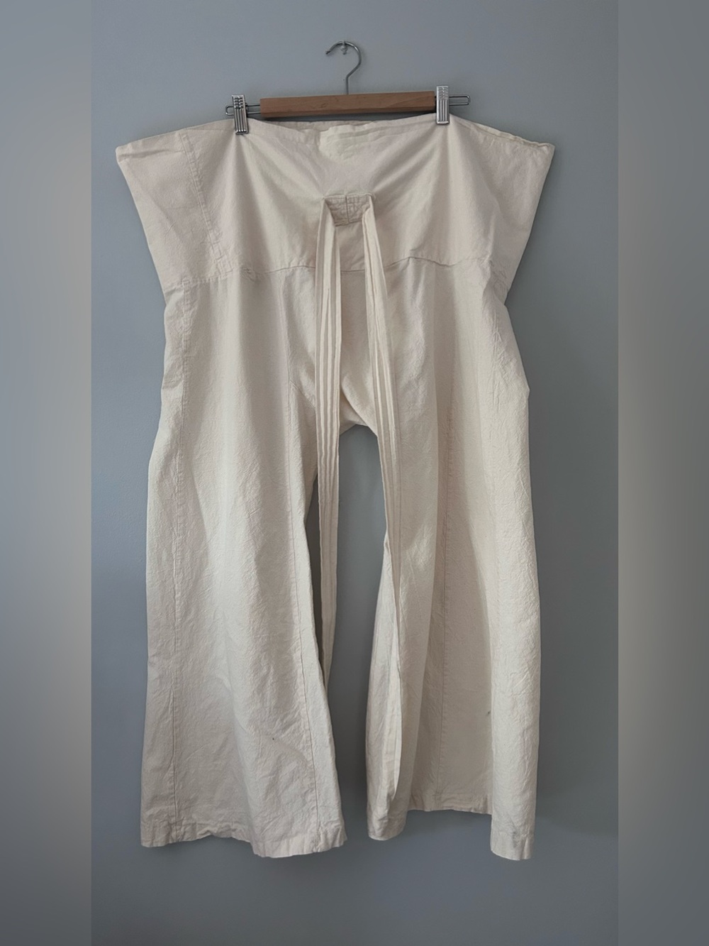 Canvas duck pants with waist tie